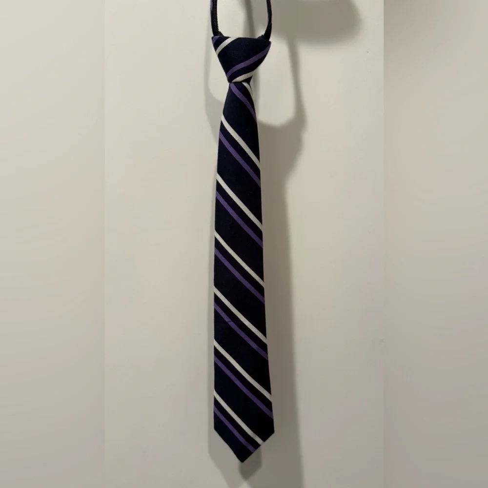 Boys Nordstrom Tie Striped Pre-tied Zipper in Purple and Navy